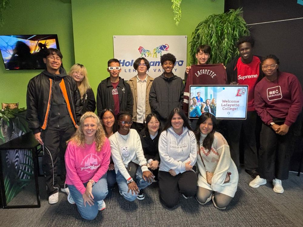 Group of Lafayette College students visiting Hologram Zoo in Easton, PA